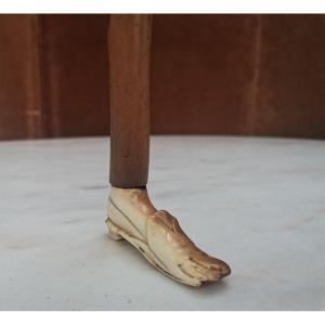 Canne Pommeau Chaussure Ivoire, Epoque XIXème