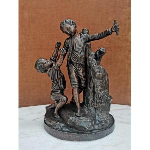 Group In Bronze For Children, XIXth  Period
