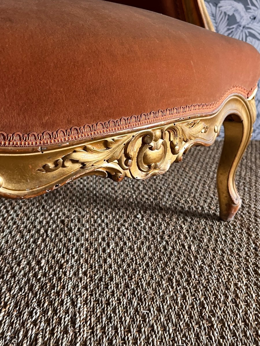 Louis XV XIX Style Gilded Wood Marquise -photo-1