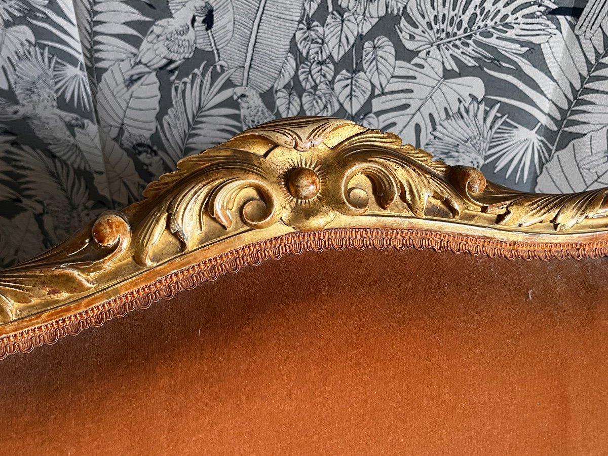 Louis XV XIX Style Gilded Wood Marquise -photo-2