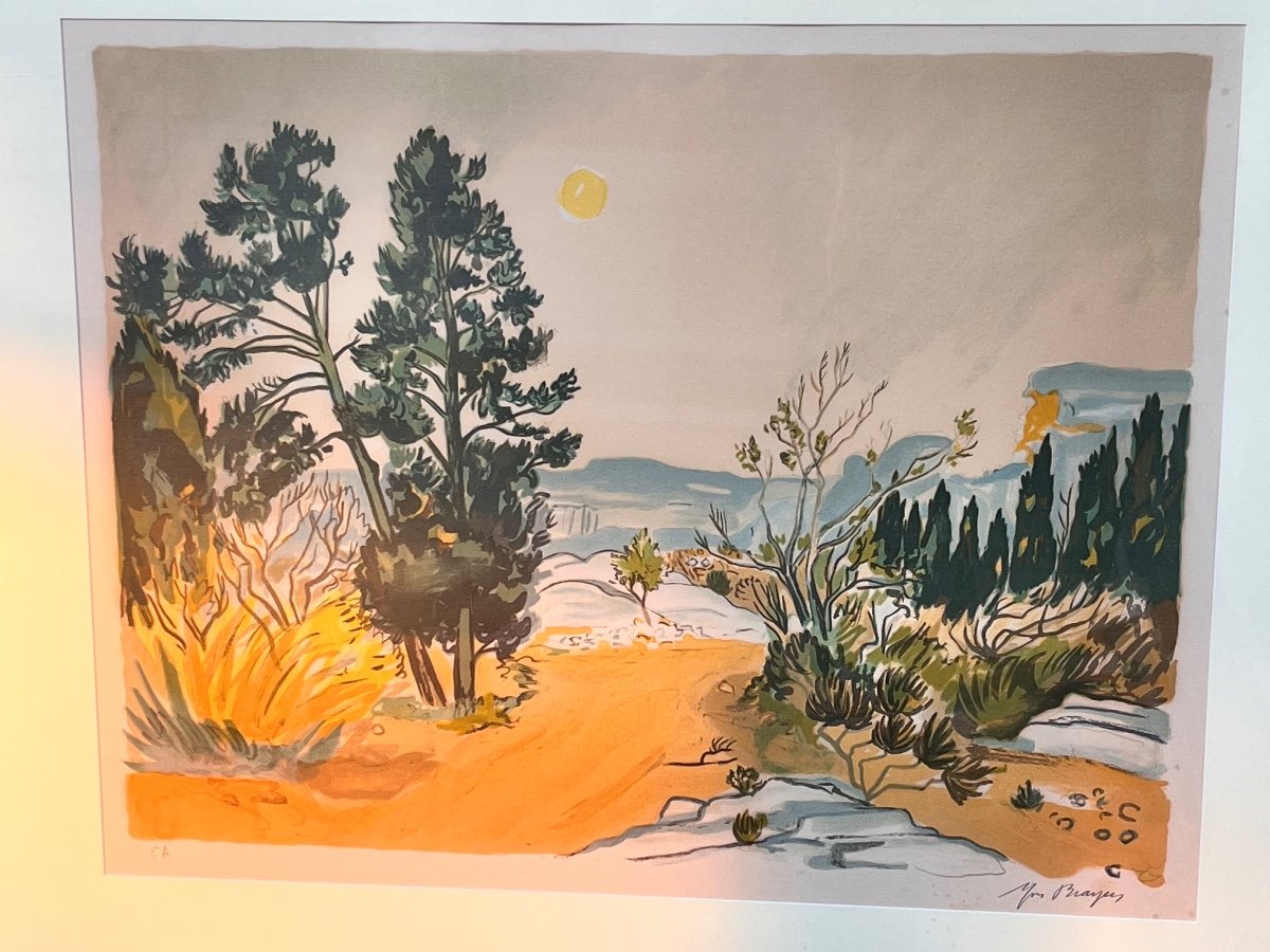 Lithograph Yves Brayer Landscape Of Les Baux -photo-2