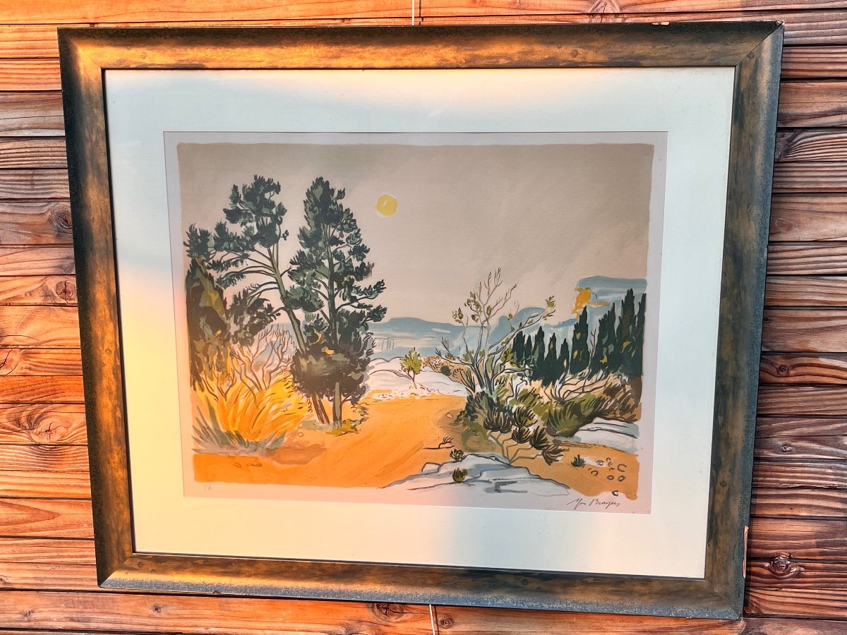 Lithograph Yves Brayer Landscape Of Les Baux 