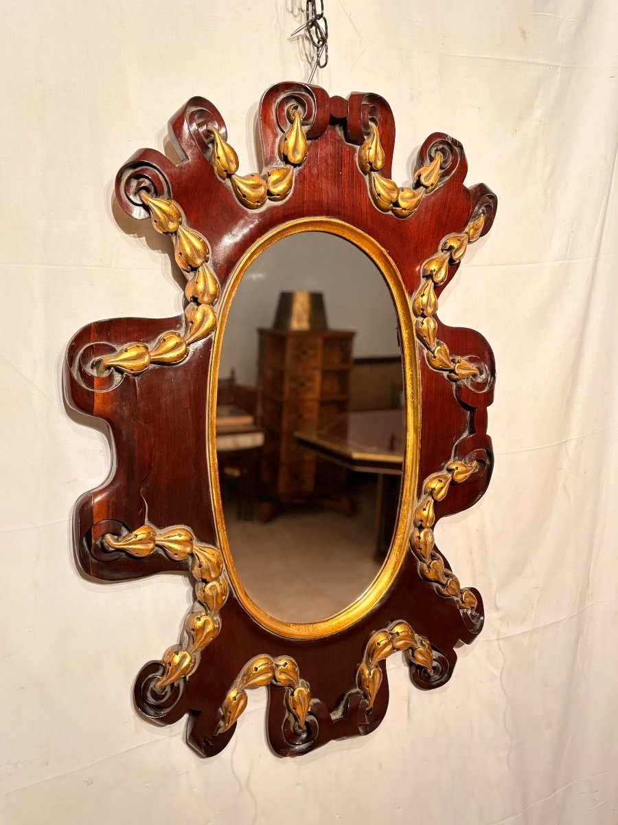 Miroir Baroque Acajou 1950-photo-1