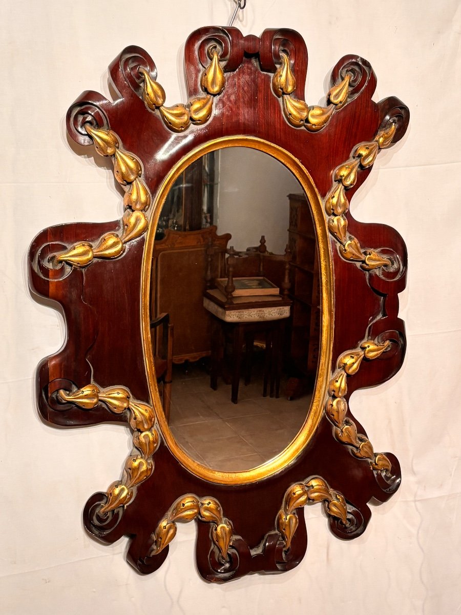 Baroque Mahogany Mirror 1950