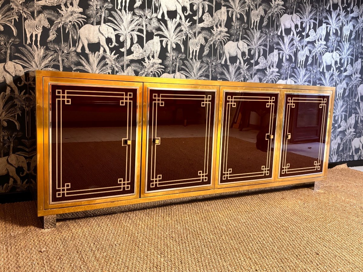 Chrome And Brass Sideboard Michel Pigneres Roméo 1970