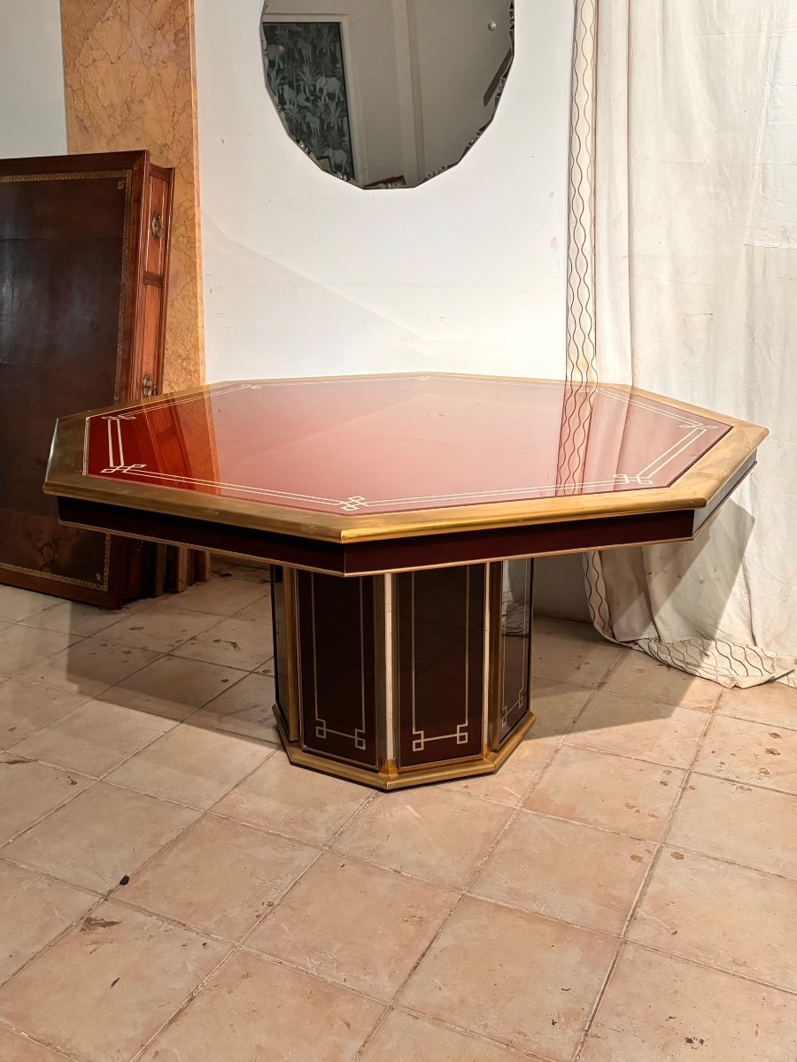 Table Laiton Et Verre Michel Pigneres Roméo 1970-photo-6