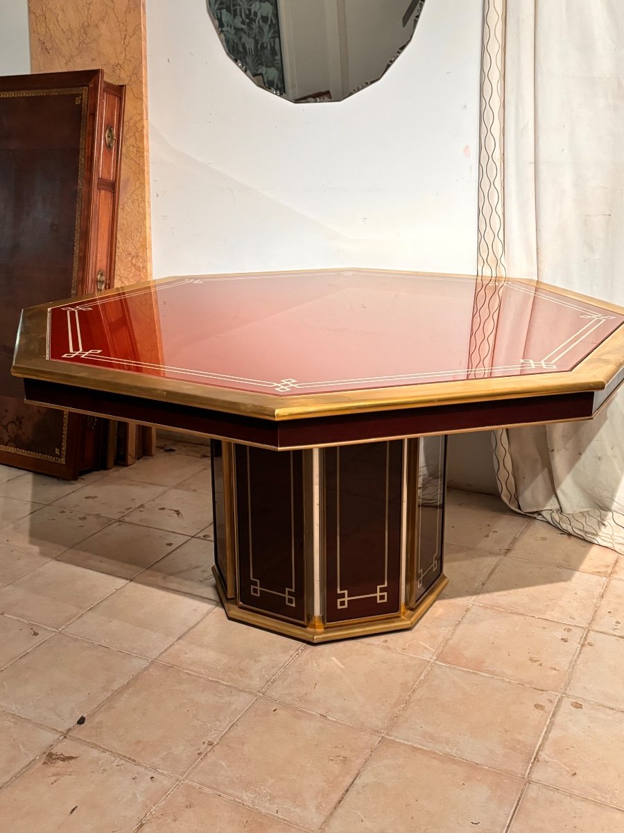 Table Laiton Et Verre Michel Pigneres Roméo 1970