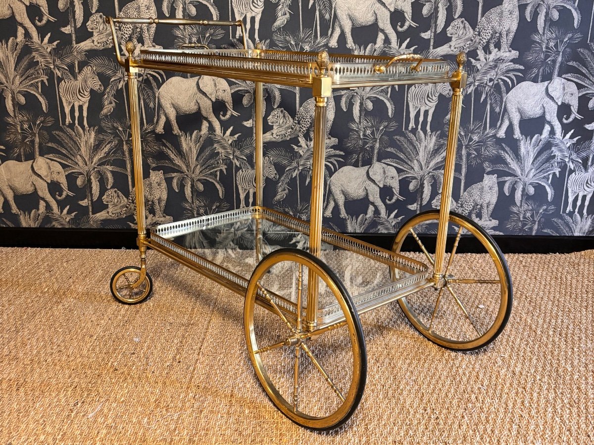 Brass Rolling Trolley Maison Baguès 1950-photo-2