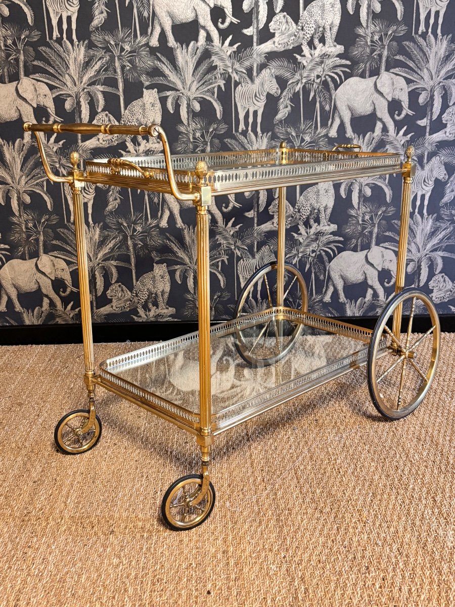 Brass Rolling Trolley Maison Baguès 1950-photo-6