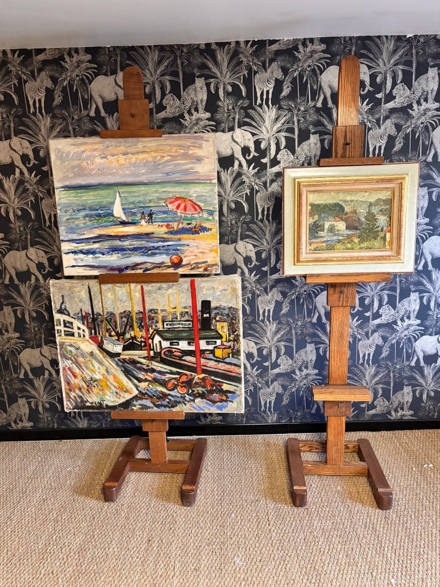 Pair Of Double Oak Easels 1940-photo-2