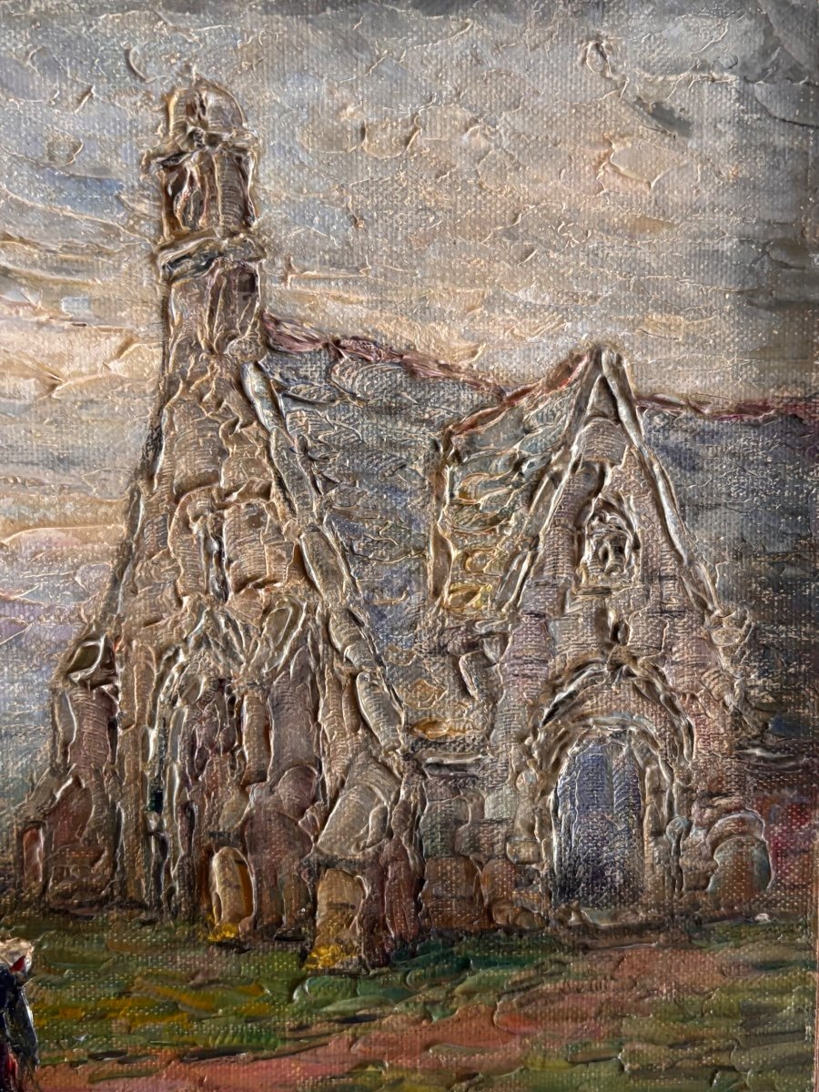 Painting By Victor Cuguen “chapel In Brittany”-photo-4