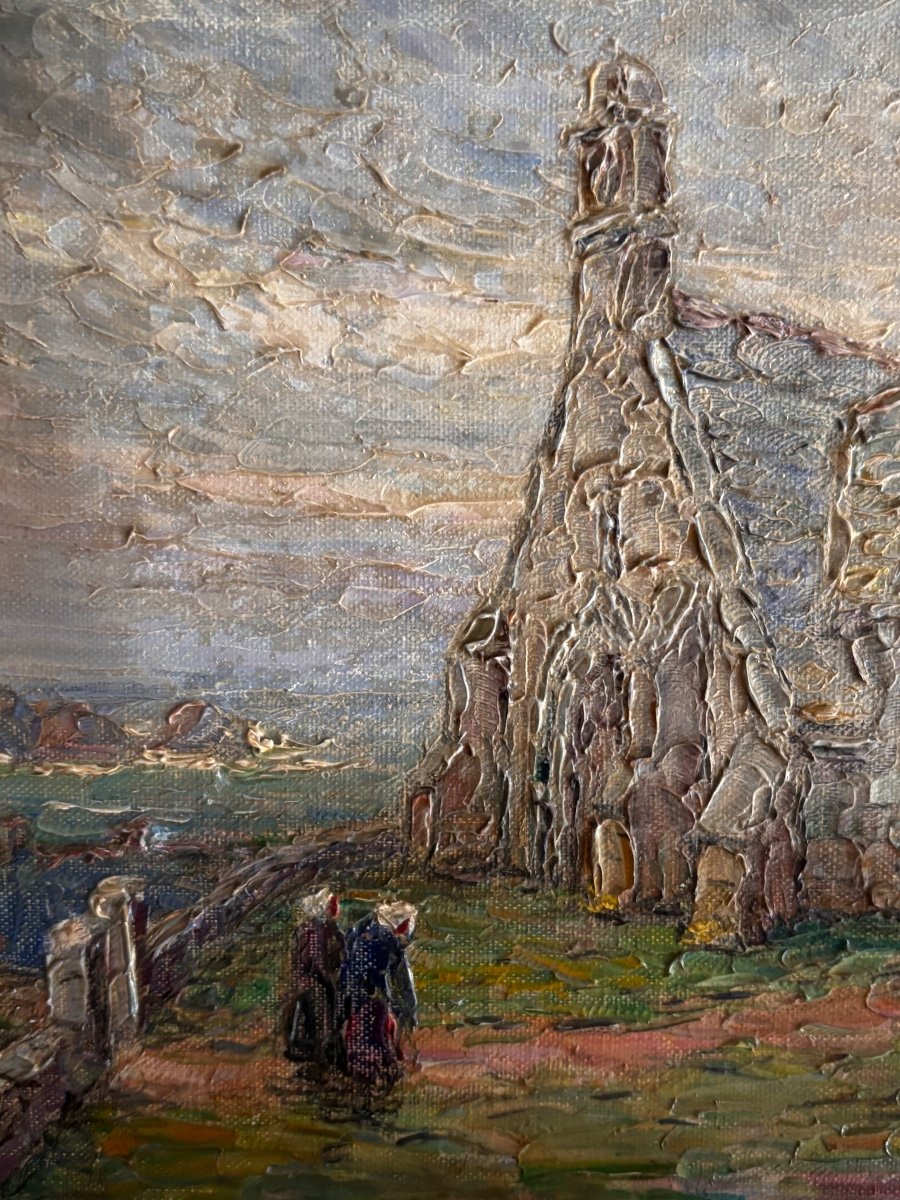 Painting By Victor Cuguen “chapel In Brittany”-photo-2