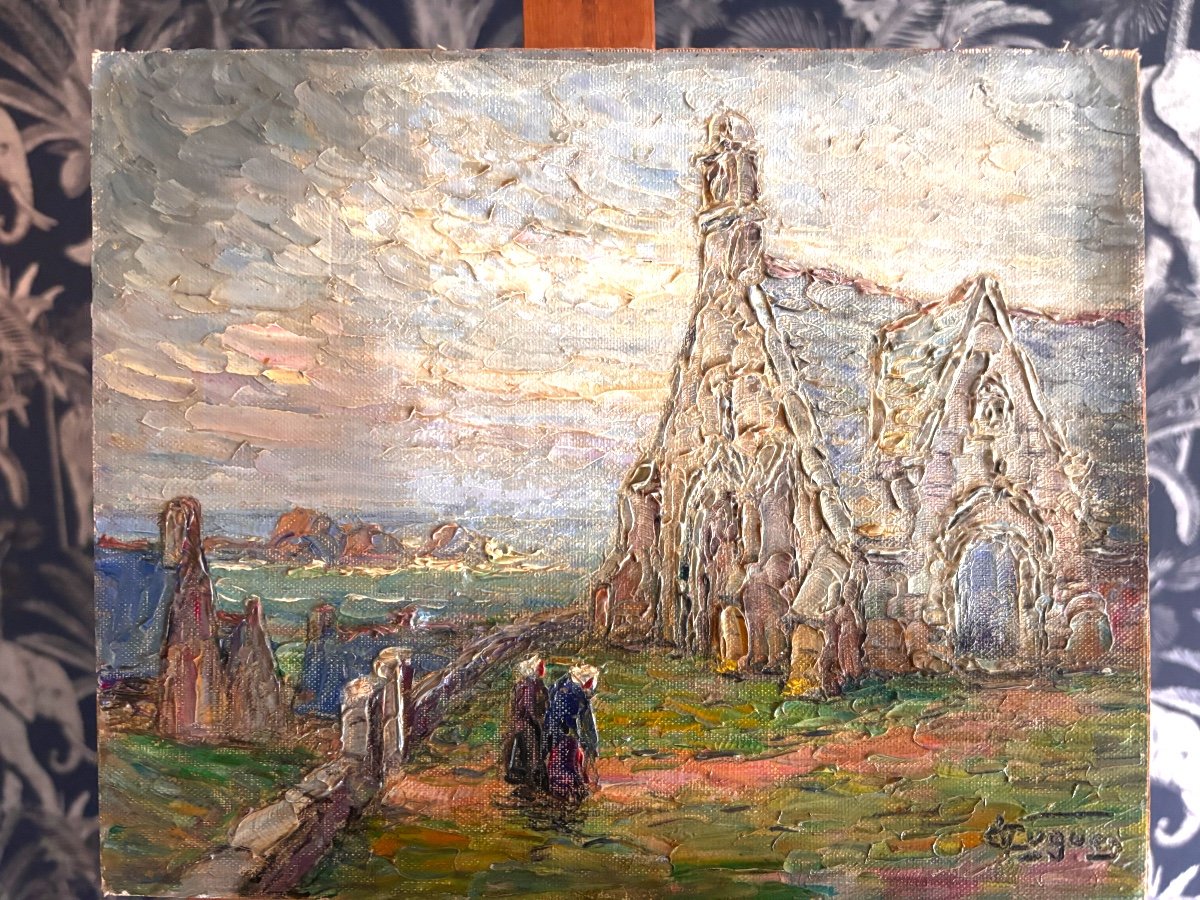 Painting By Victor Cuguen “chapel In Brittany”