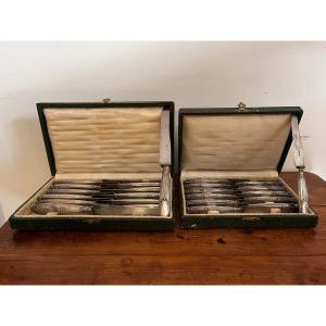 Two Silver Filled Knives Boxes XIX 