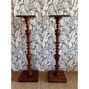 Pair Of Walnut Bolsters XIX 