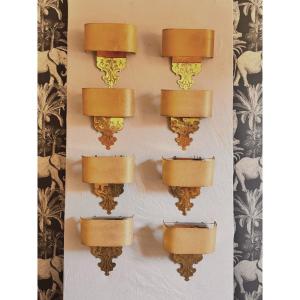 Set Of 8 1970 Brass Wall Lights 