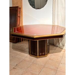 Table Laiton Et Verre Michel Pigneres Roméo 1970