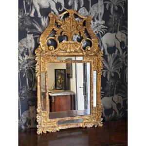 Louis XIV Gilded Wood Mirror, XVIIIth Century