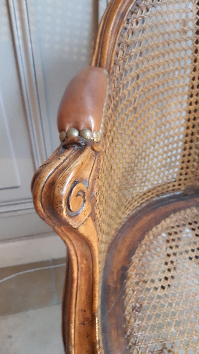 fauteuil de bureau à fond de canne d'époque Louis XV-photo-2