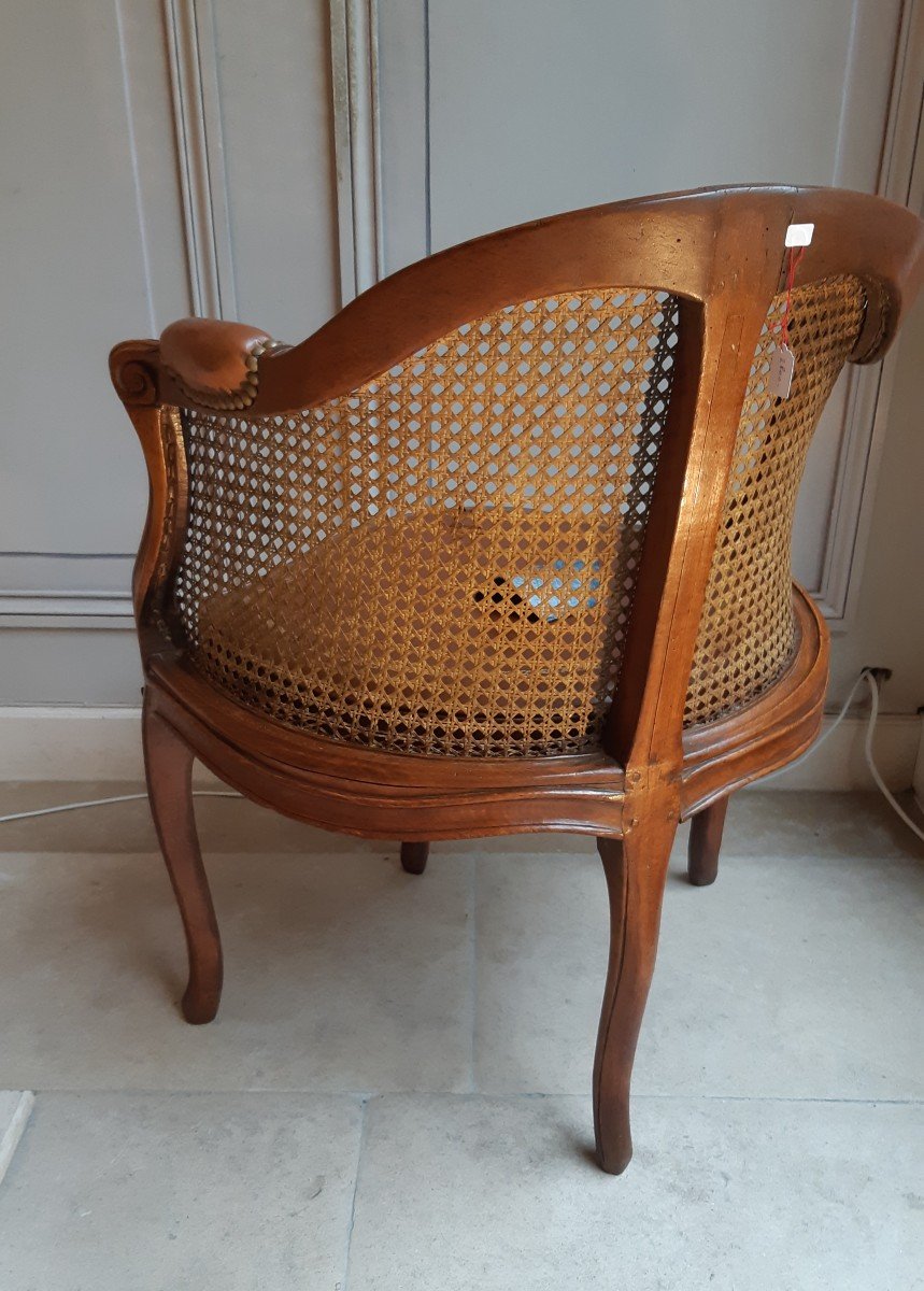 fauteuil de bureau à fond de canne d'époque Louis XV-photo-4