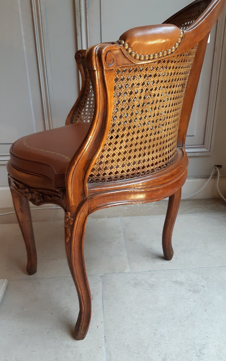 fauteuil de bureau à fond de canne d'époque Louis XV-photo-1