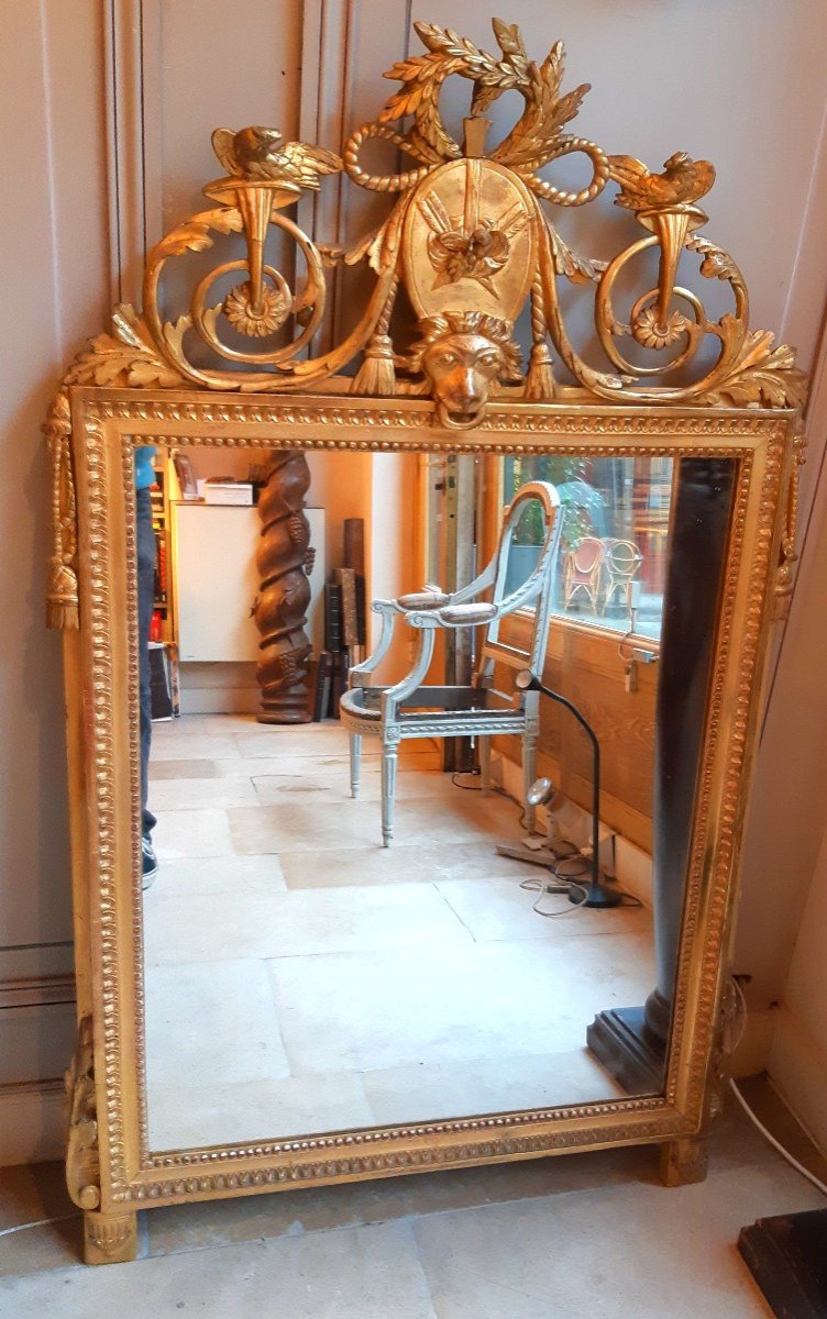 Louis XVI Period Gilded Wooden Mirror