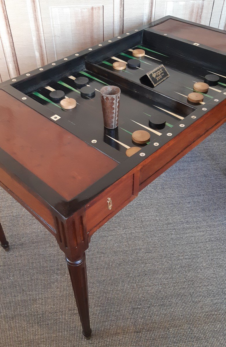 Louis XVI Period Mahogany Backgammon Table-photo-5