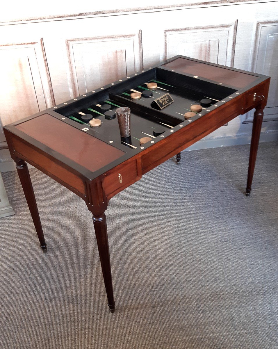 Louis XVI Period Mahogany Backgammon Table