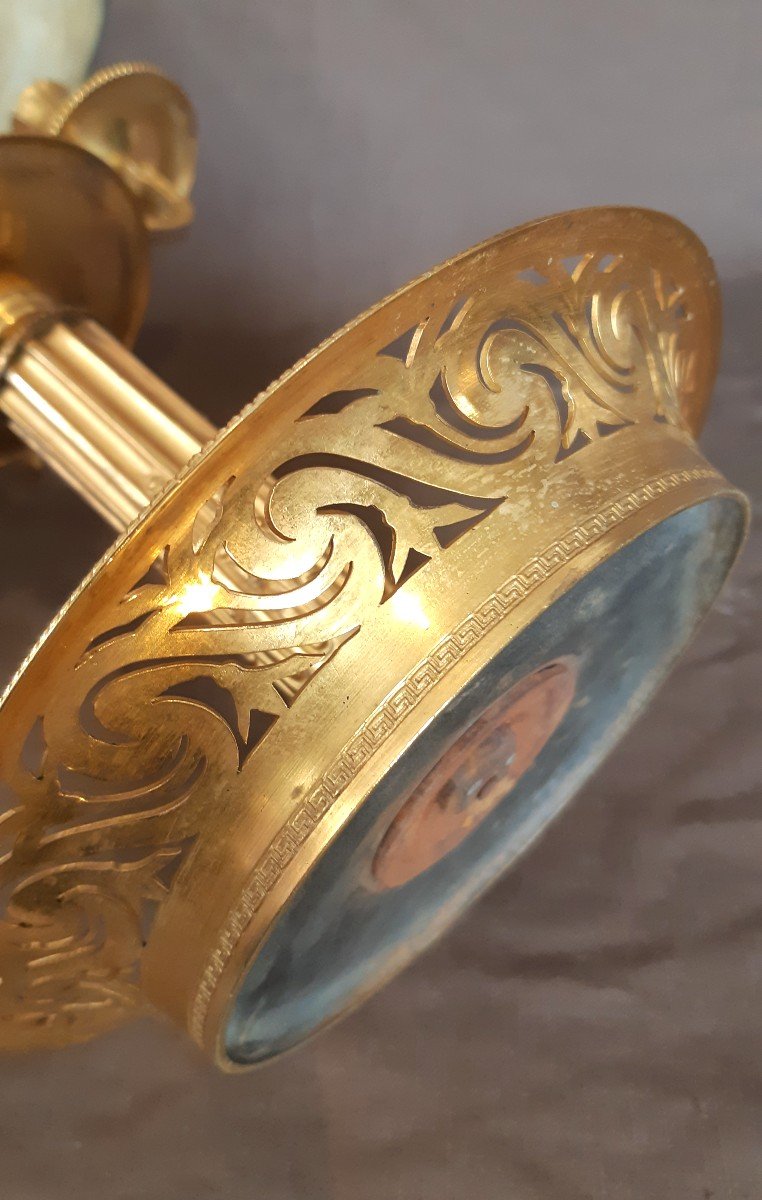 Lampe bouillotte en bronze ciselé et doré d'époque Directoire, fin XVIIIème-photo-1