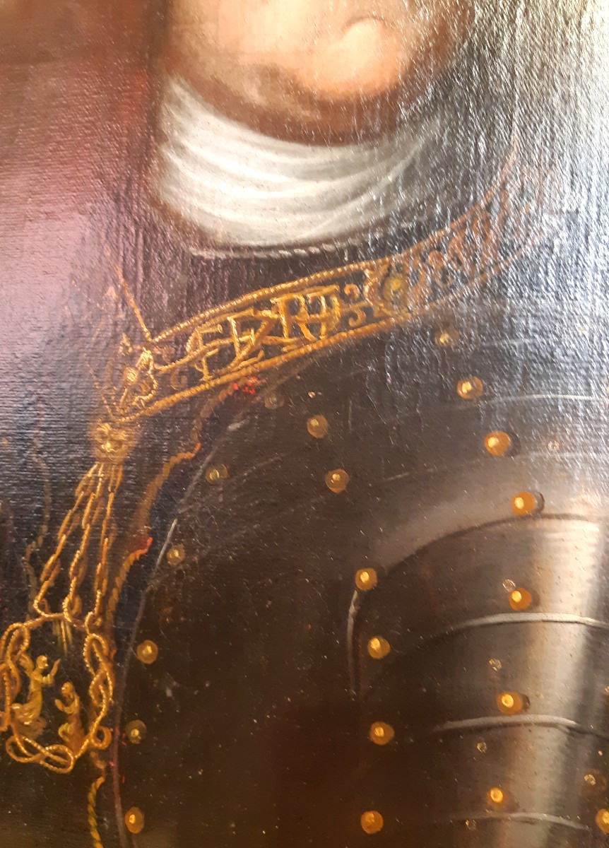 Portrait de chevalier en armure d'époque Louis XIV-photo-3