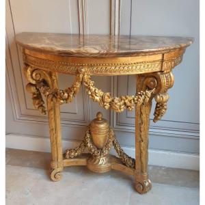 console en bois sculpté et doré d'époque Louis XVI, attribuée à Georges Jacob