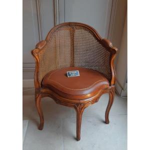 fauteuil de bureau à fond de canne d'époque Louis XV