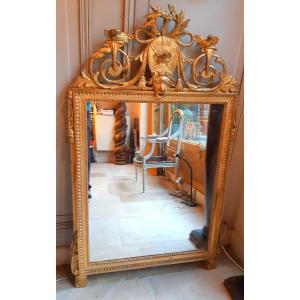 Louis XVI Period Gilded Wooden Mirror