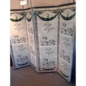 Early 19th Century Four-leaf Wallpaper Screen