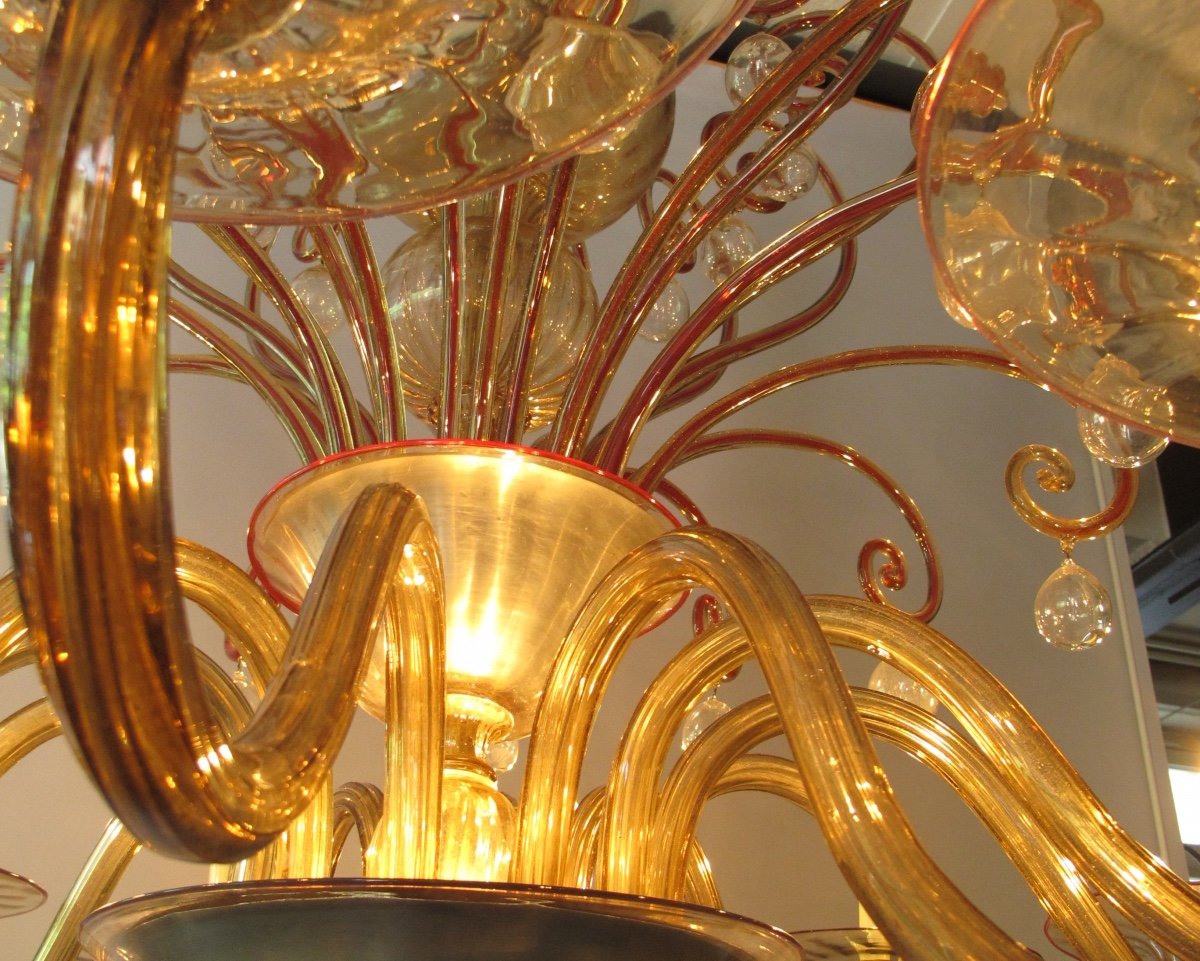 Large Murano Chandelier By Venini-photo-3