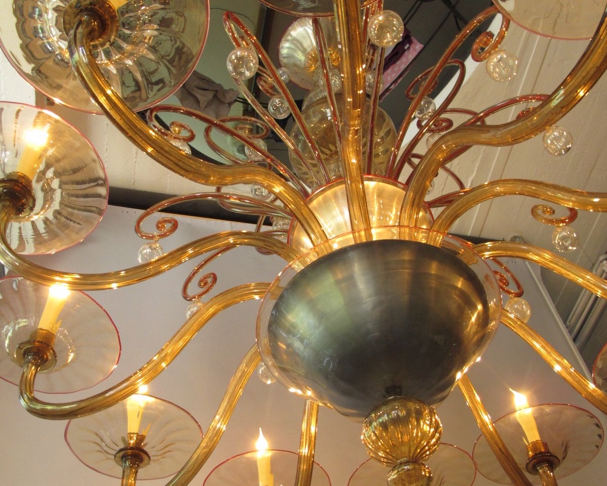 Large Murano Chandelier By Venini-photo-4