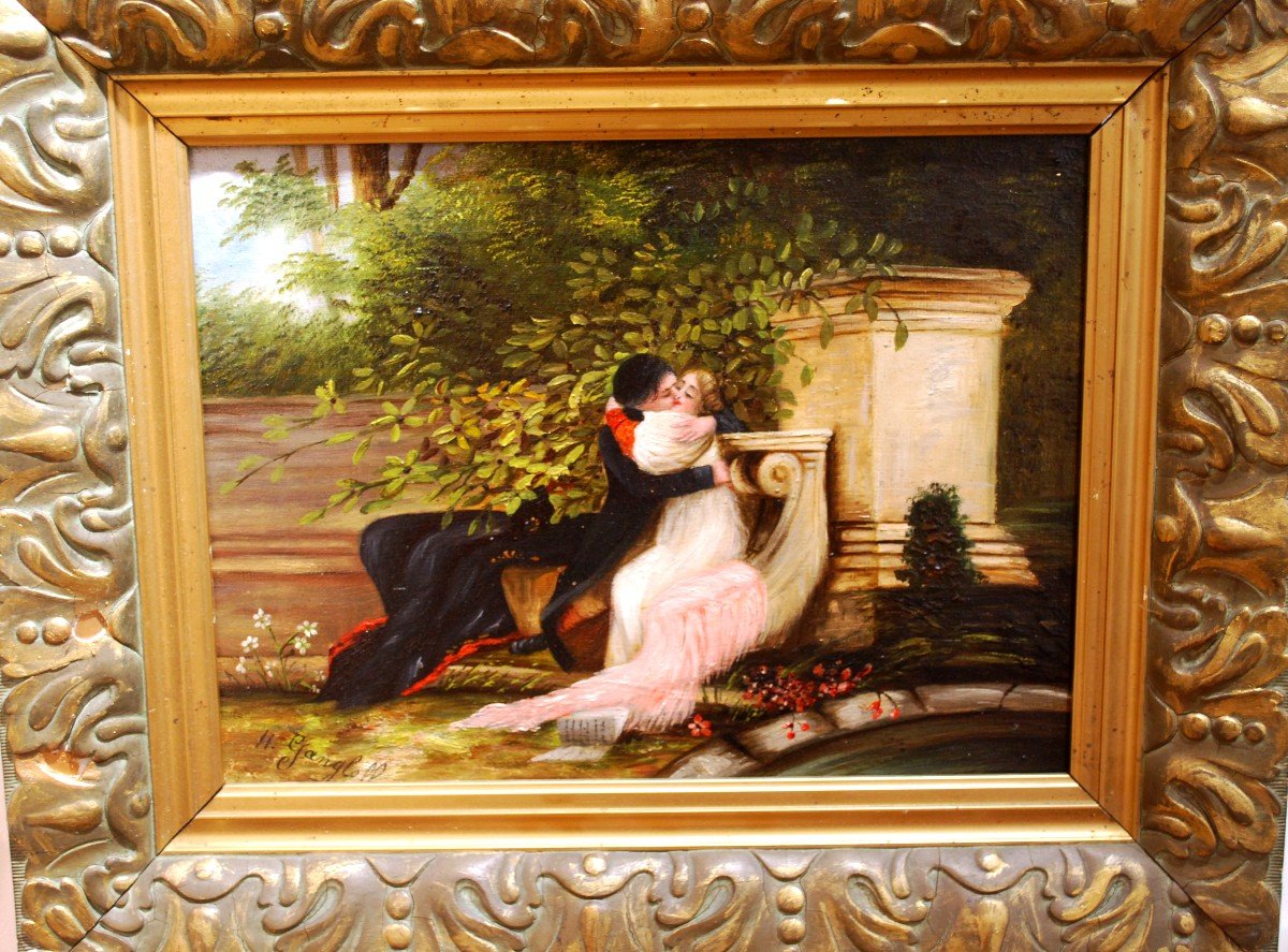 Paire De Tableaux Scène Romantique-photo-3