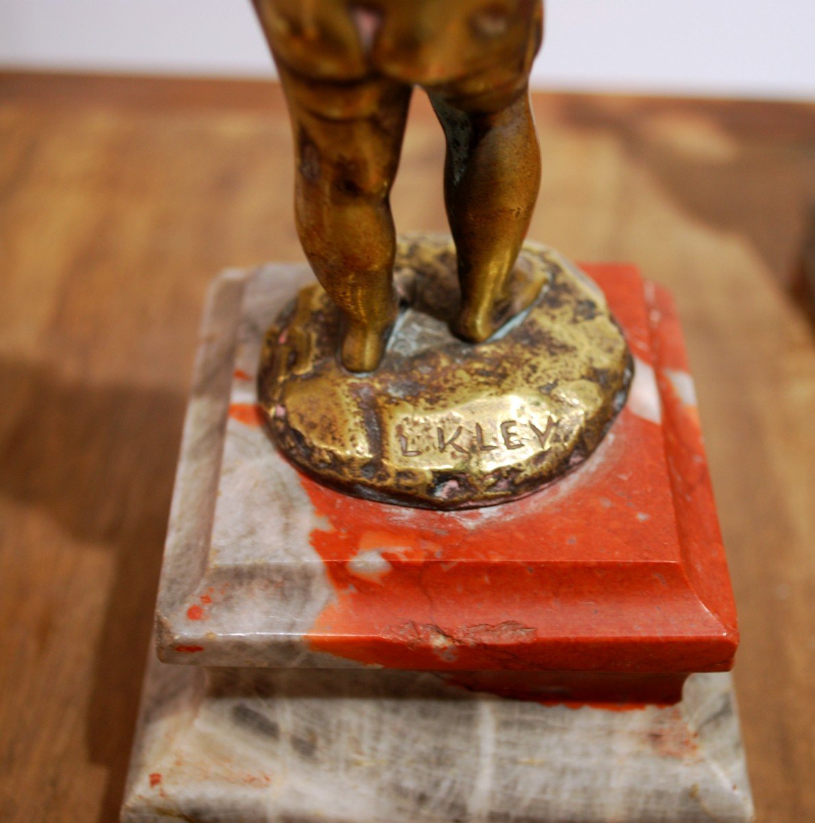 Paire d'Angelots En Bronze Doré  Par Louis Kley  (1833-1911)-photo-4