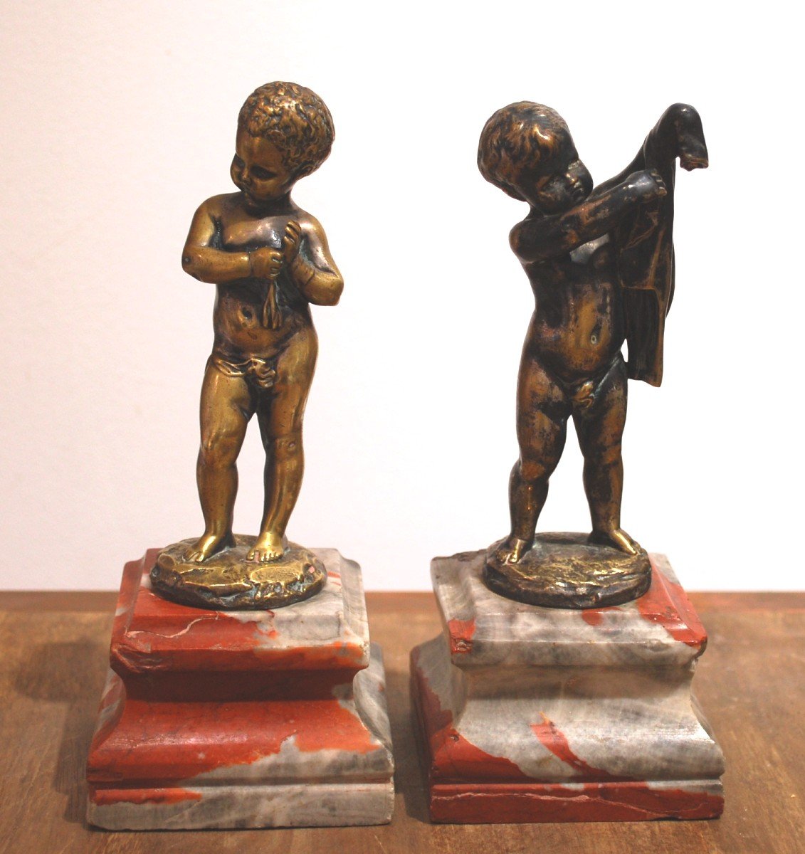Paire d'Angelots En Bronze Doré  Par Louis Kley  (1833-1911)-photo-1