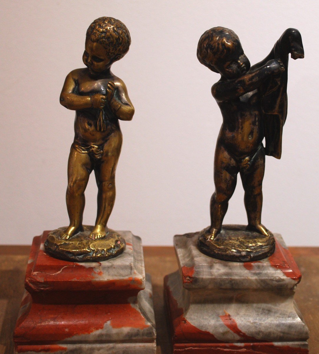 Pair Of Cherubs In Gilt Bronze By Louis Kley (1833-1911)-photo-2