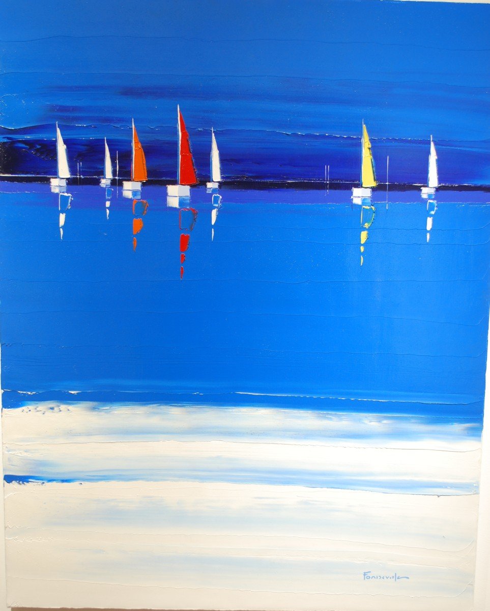 The Red Sail Oil On Canvas By Guy Fontdeville