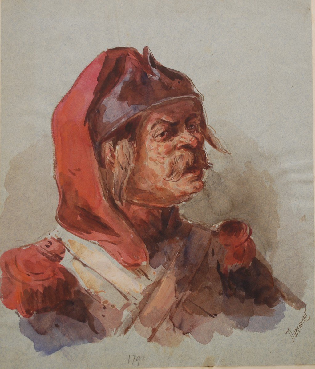 Portrait De Militaire Par Dupendant 1833-1884