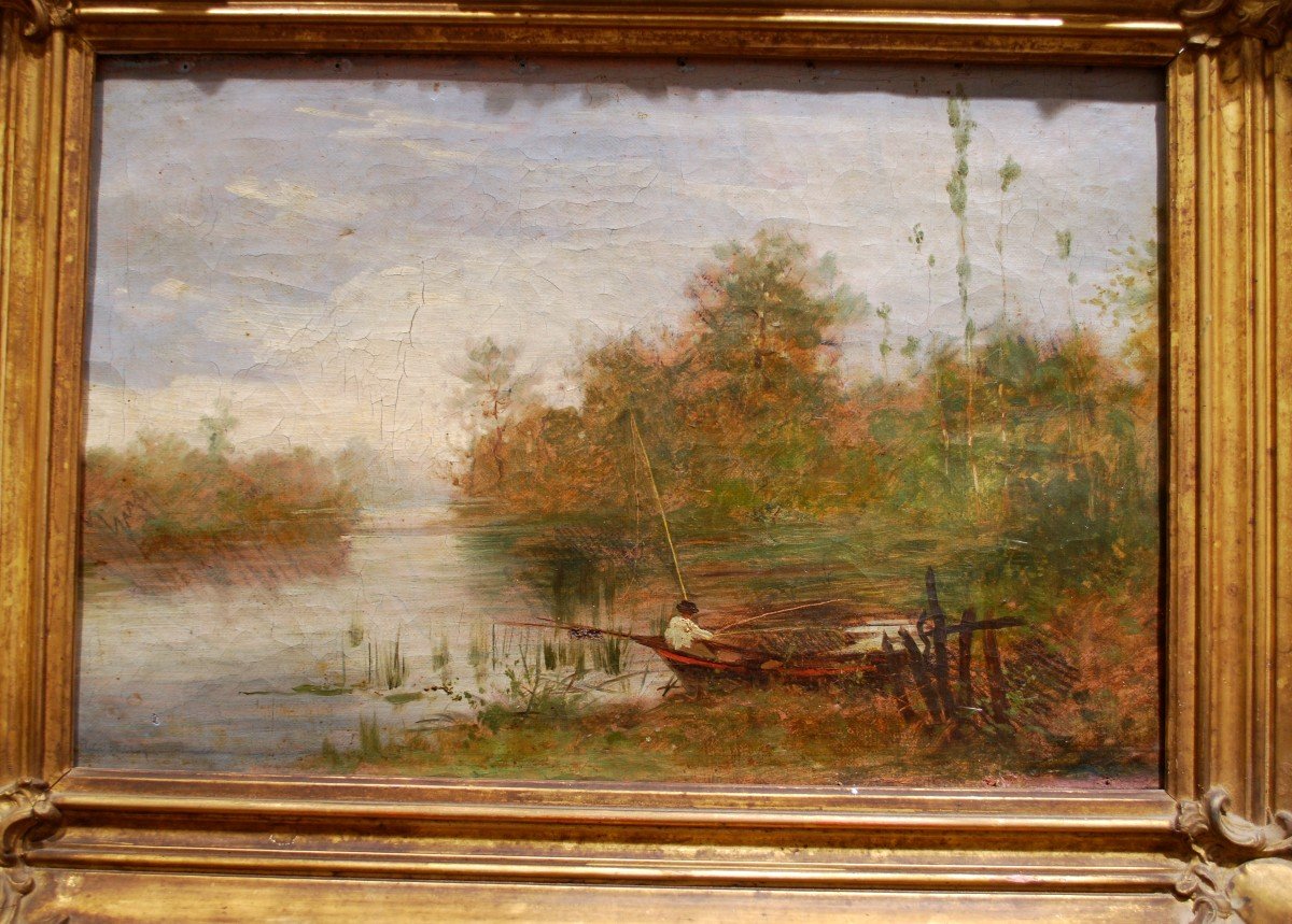 Landscape With A Fisherman In A Boat-photo-2