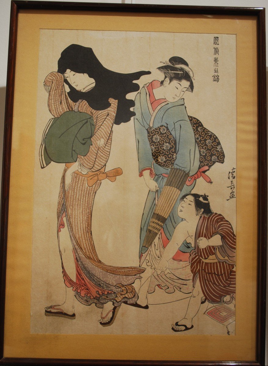 Pair Of Japanese Prints By Kunisada And Kiyonaga-photo-3