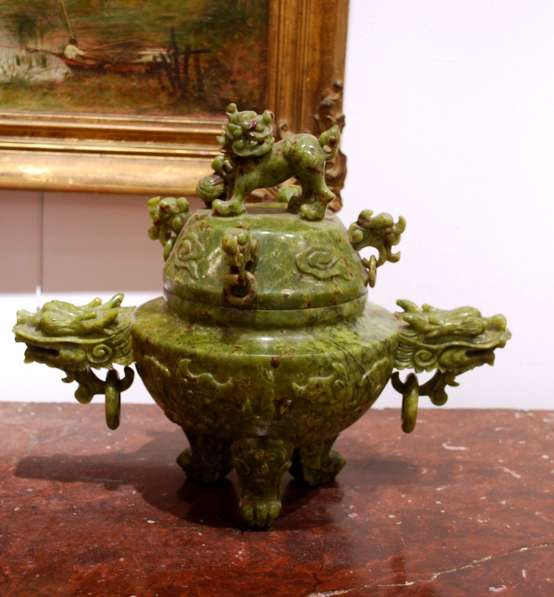 Large Green Jadeite Perfume Burner-photo-2