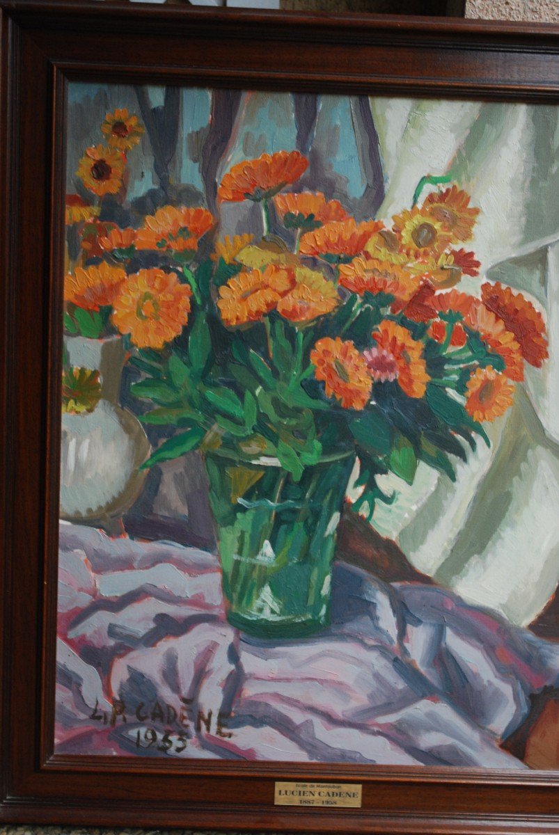 Huile Sur Toile Bouquet De Fleurs Par Cadène-photo-2