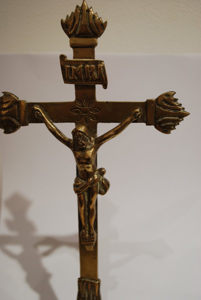Crucifix En Bronze Dix Septième Siècle-photo-2