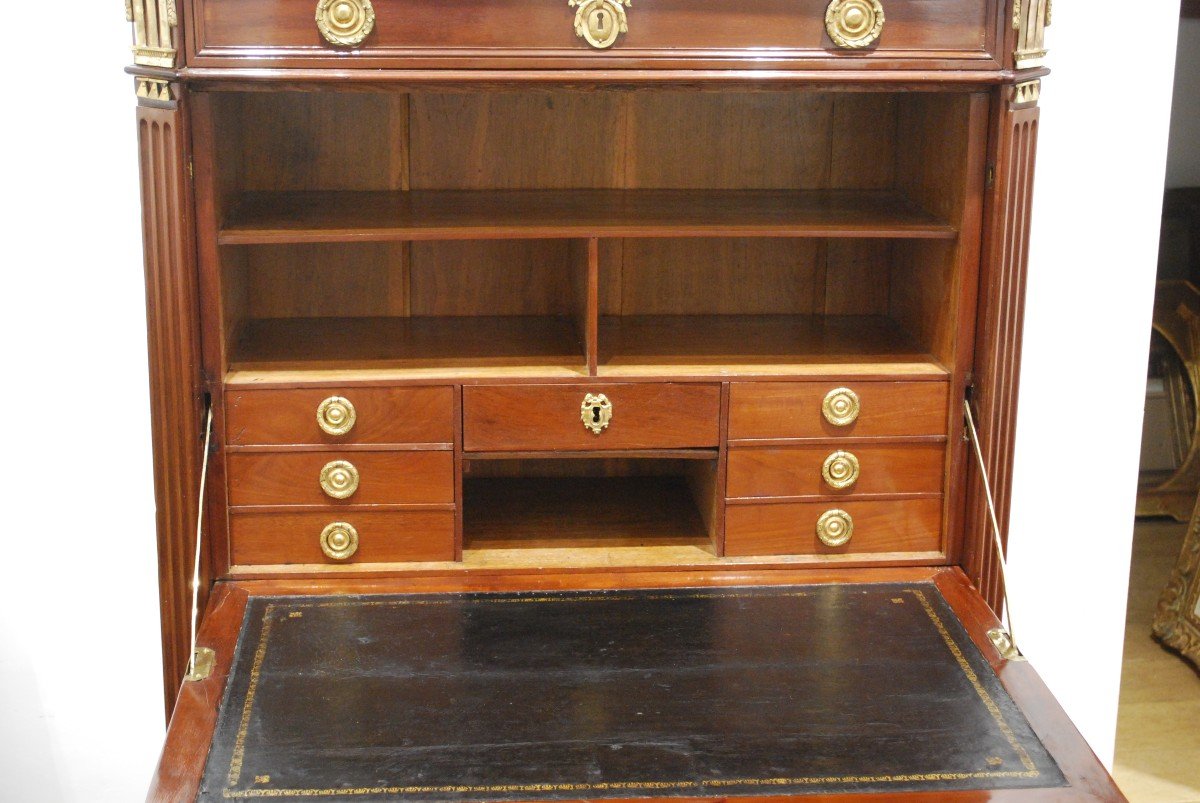 Secretary In Mahogany Veneer Louis XVI Period Stamped Stumpff XVIII-photo-2