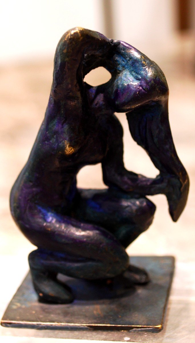 Bronze Odalisque With Bluish Patina By Madeleine Tézenas Du Montcel-photo-2