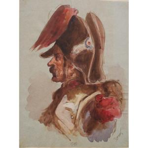 Portrait Of A Military Man In Profile By Dupendant